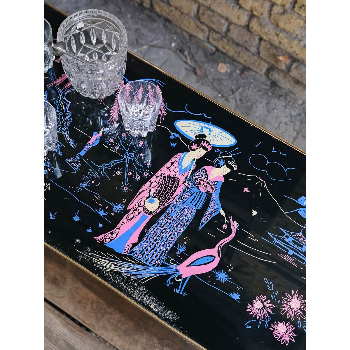Table basse japonisante Donna N°1527 - Bon état noir, DEBONGOUT