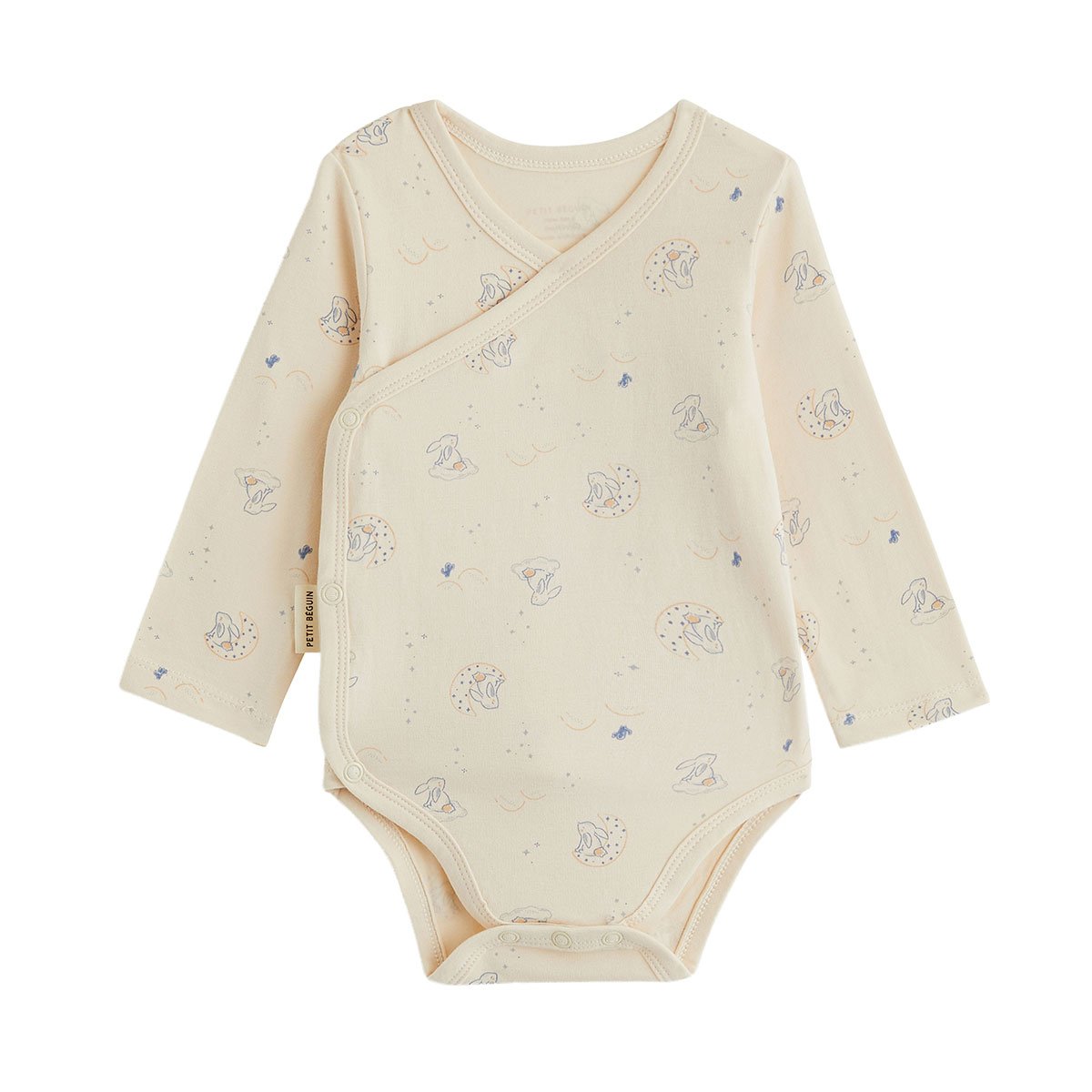 Lot de 2 bodies bébé manches longues ouverture croisée Voix Lactée bleu, PETIT BEGUIN