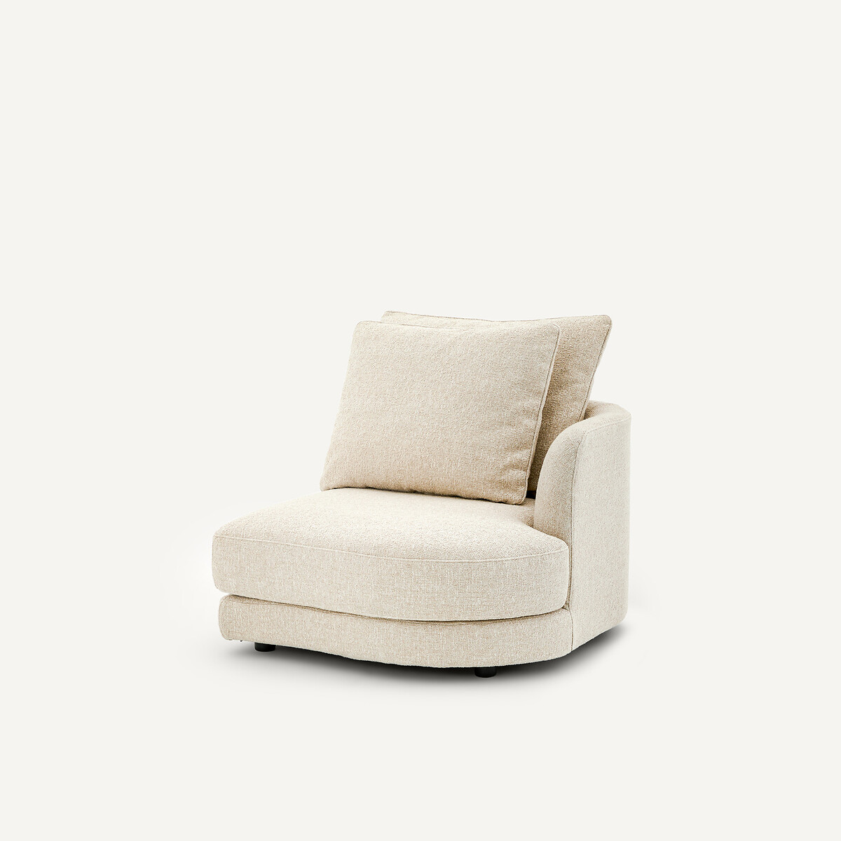 Rechtes, abgerundetes, modulares Halbsofa aus Bouclé, TIBERIO kreide, AM.PM