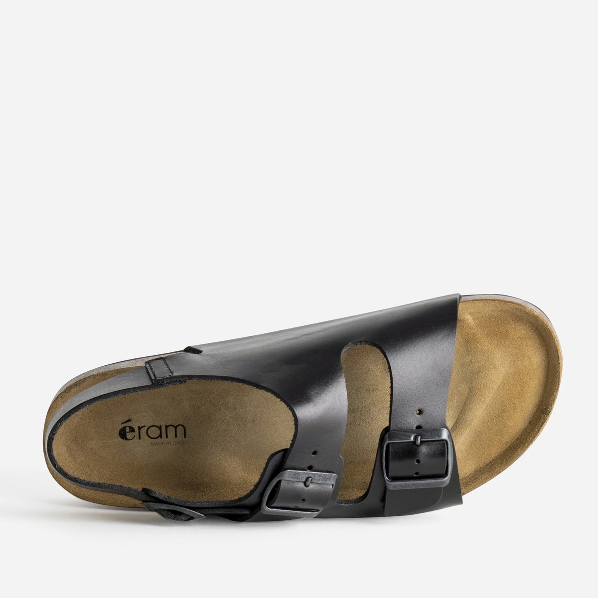 Sandale Plate en cuir NOE noir, ERAM