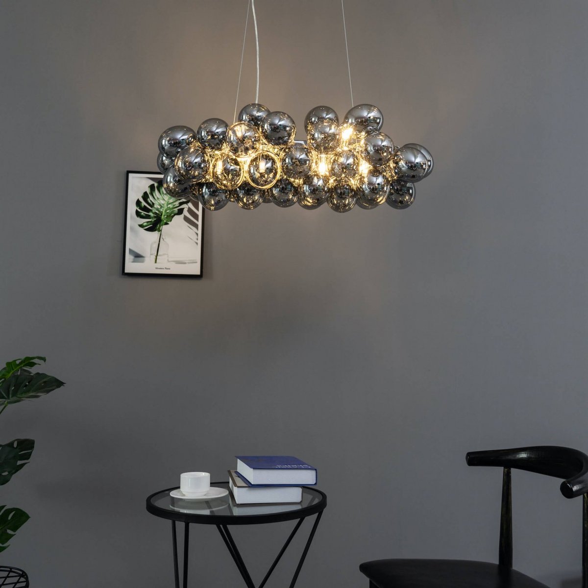 Grande suspension moderne - BARTALI gris fumé, KOSILUM