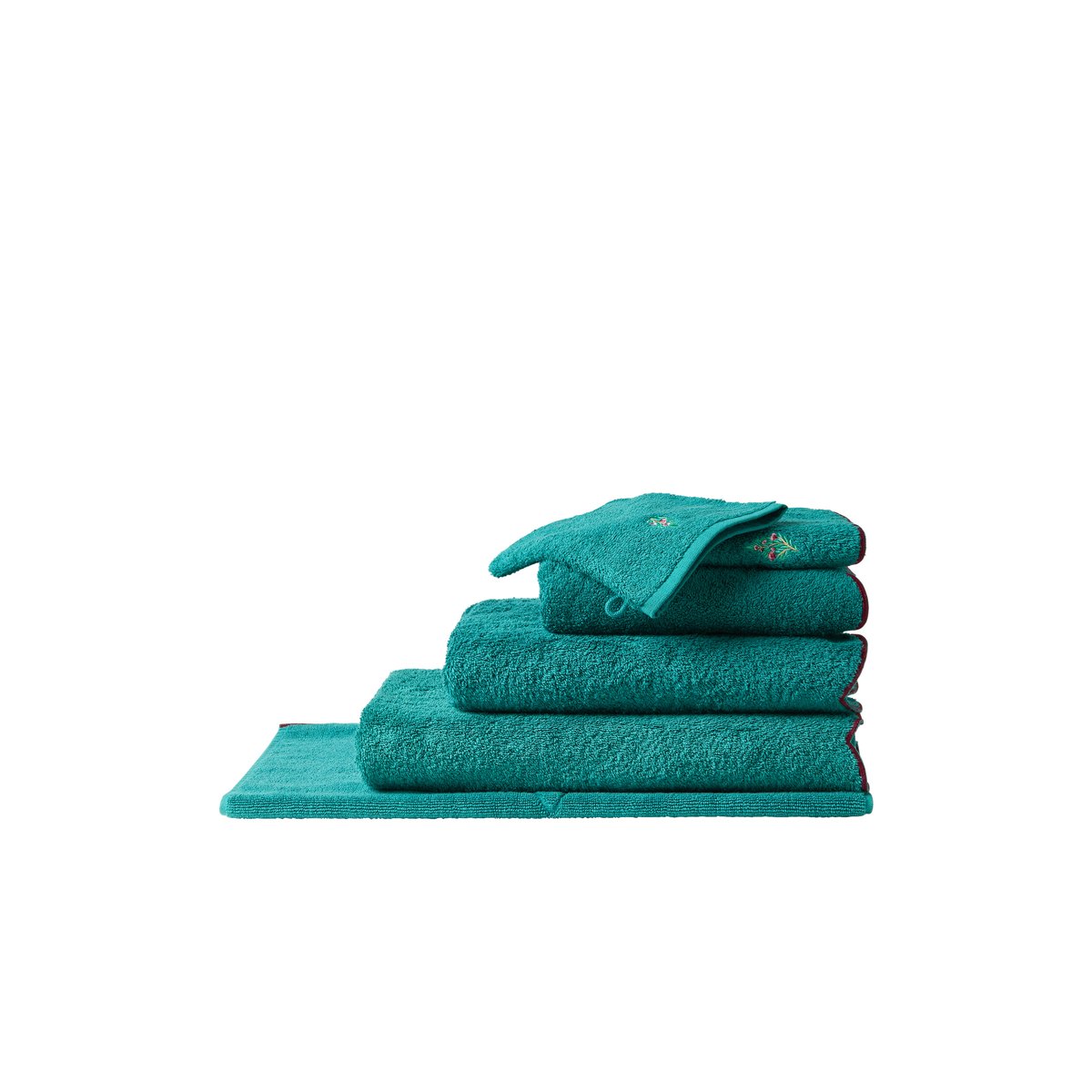 Drap de bain coton bio BUNDI emeraude, CARRE BLANC