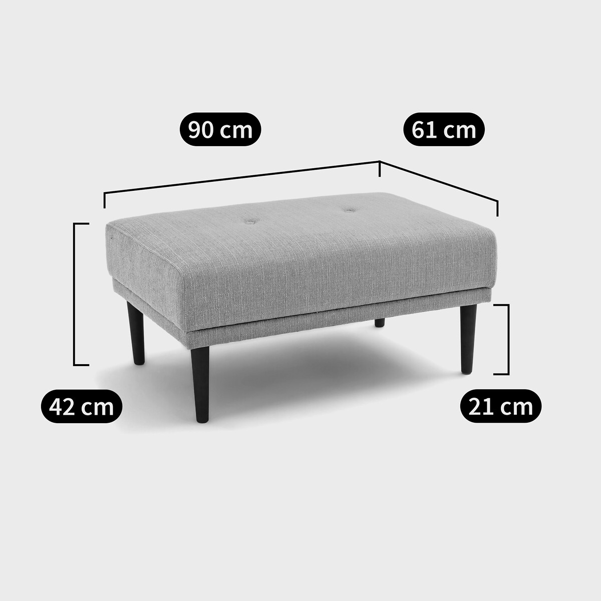 Pouf polyester Tuske beige lin, LA REDOUTE INTERIEURS