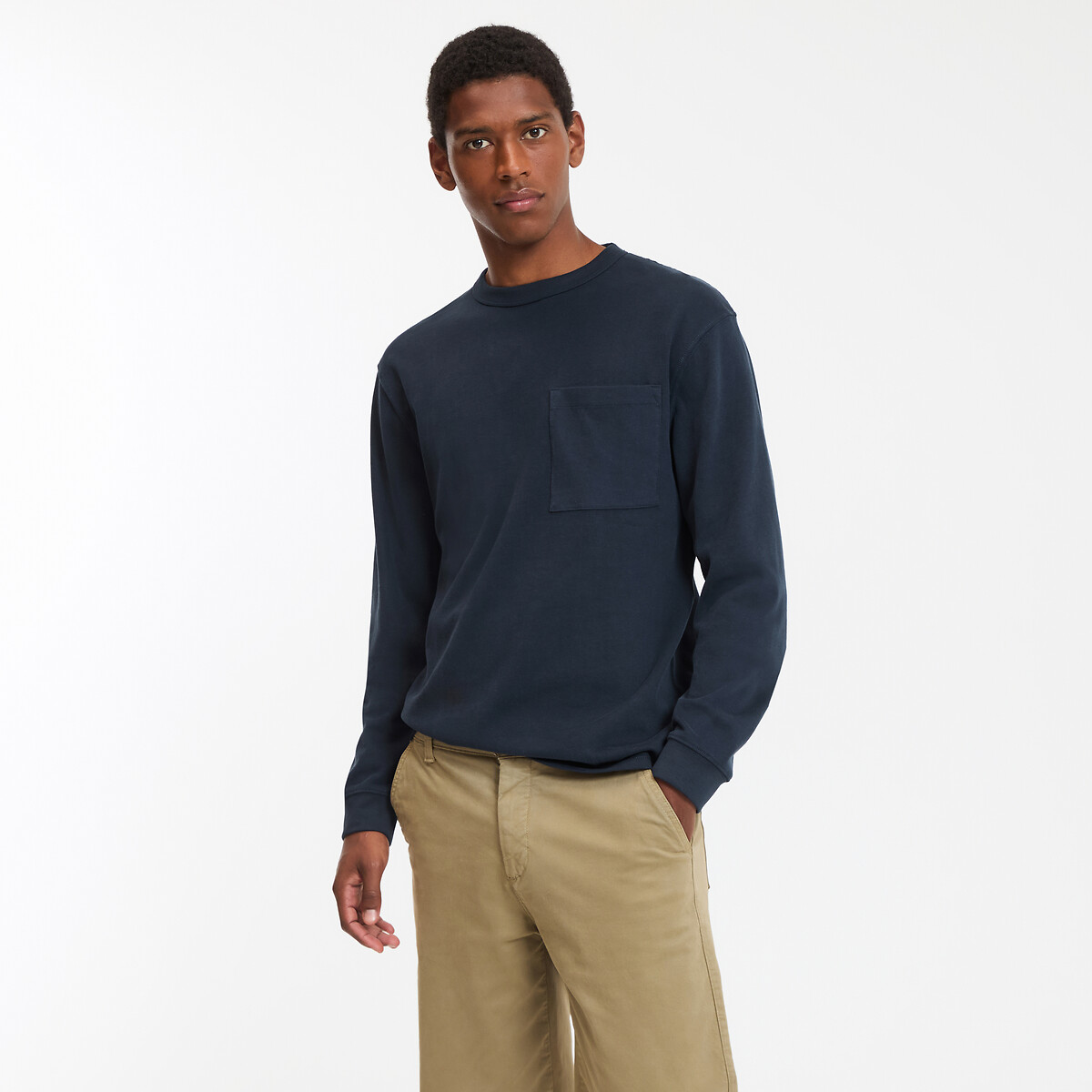T-shirt en coton épais et toucher doux bleu marine, LA REDOUTE COLLECTIONS