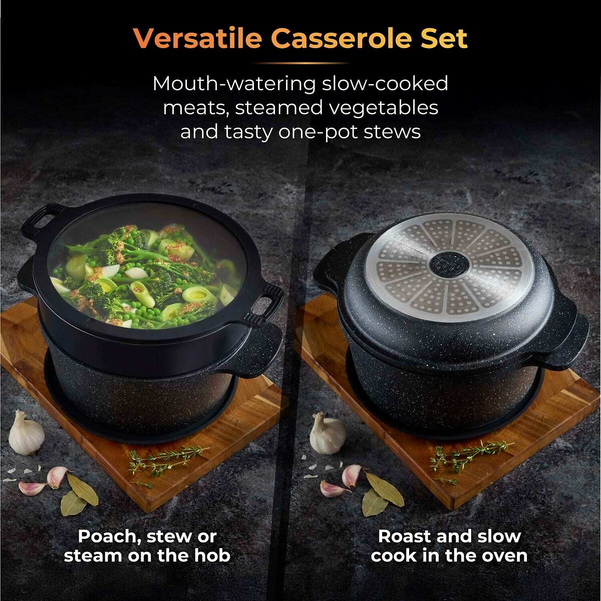 24cm Precision Multi-Function Casserole black, TOWER
