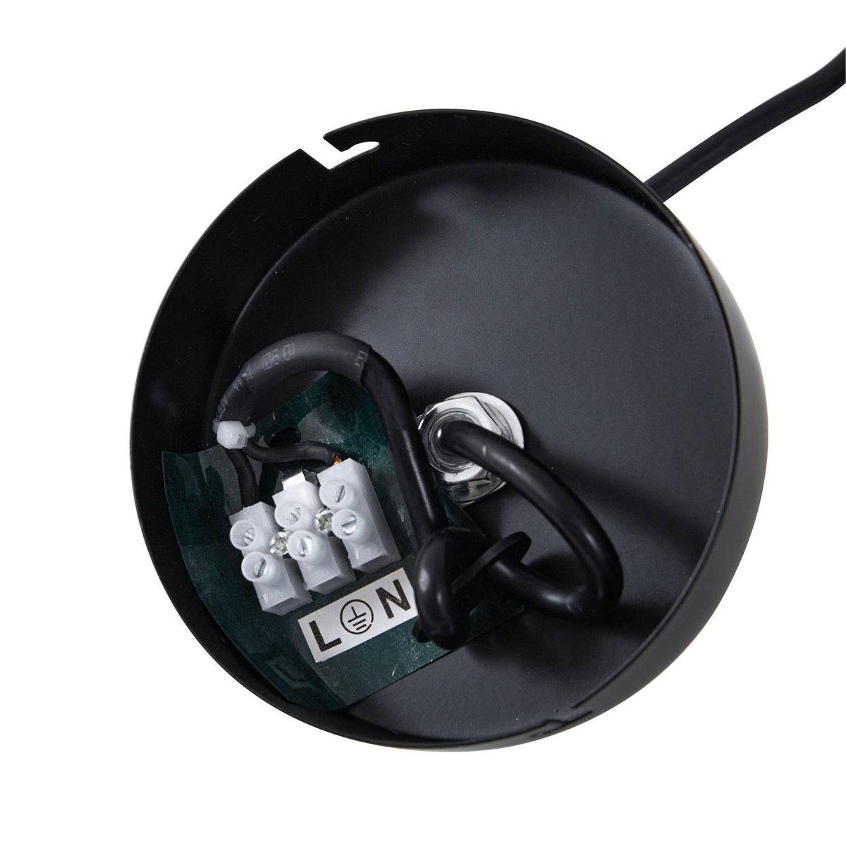 Suspension en verre design, Isandro noir mat, opale, LUCANDE