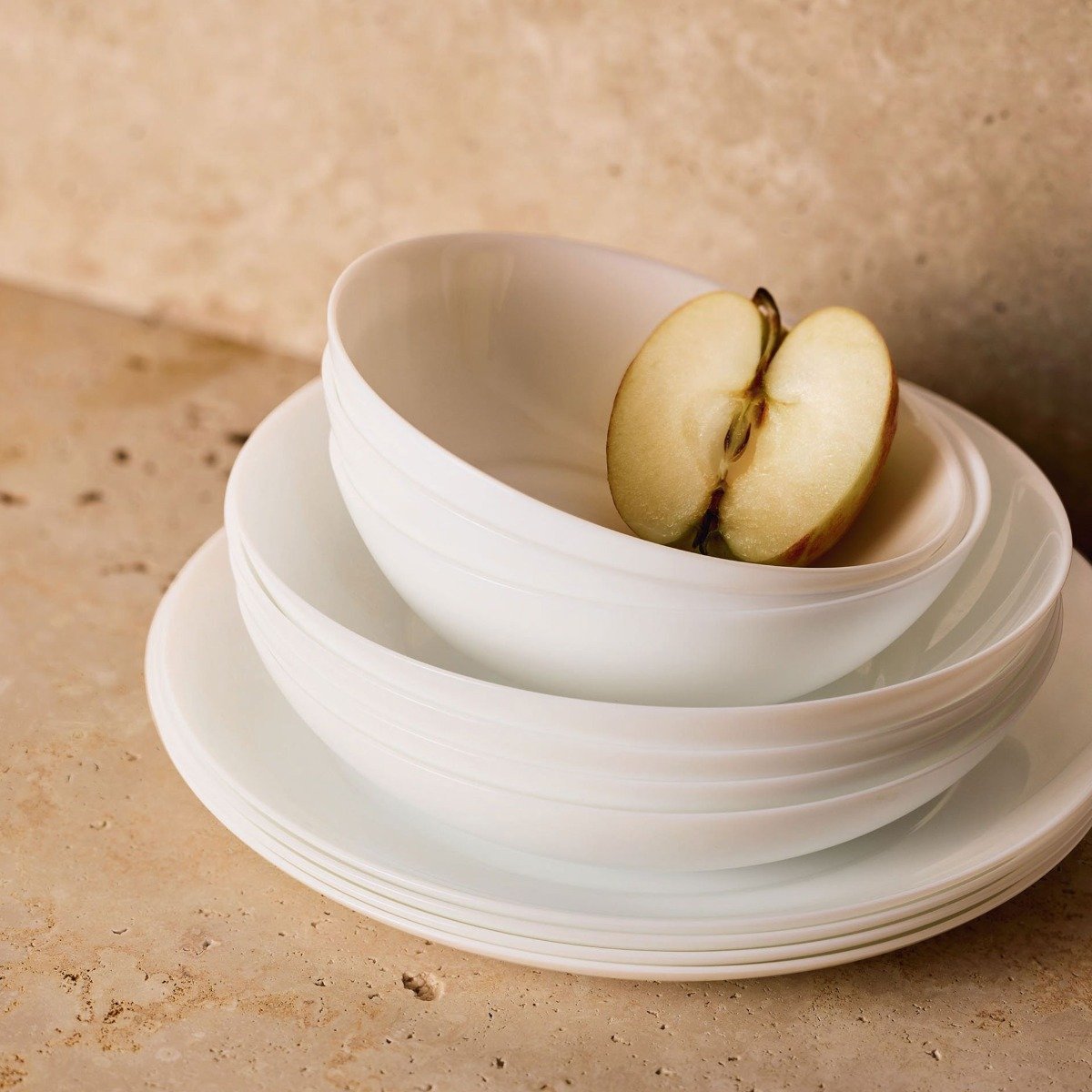 6 assiettes plates blanches 25 cm -APY blanc, LUMINARC