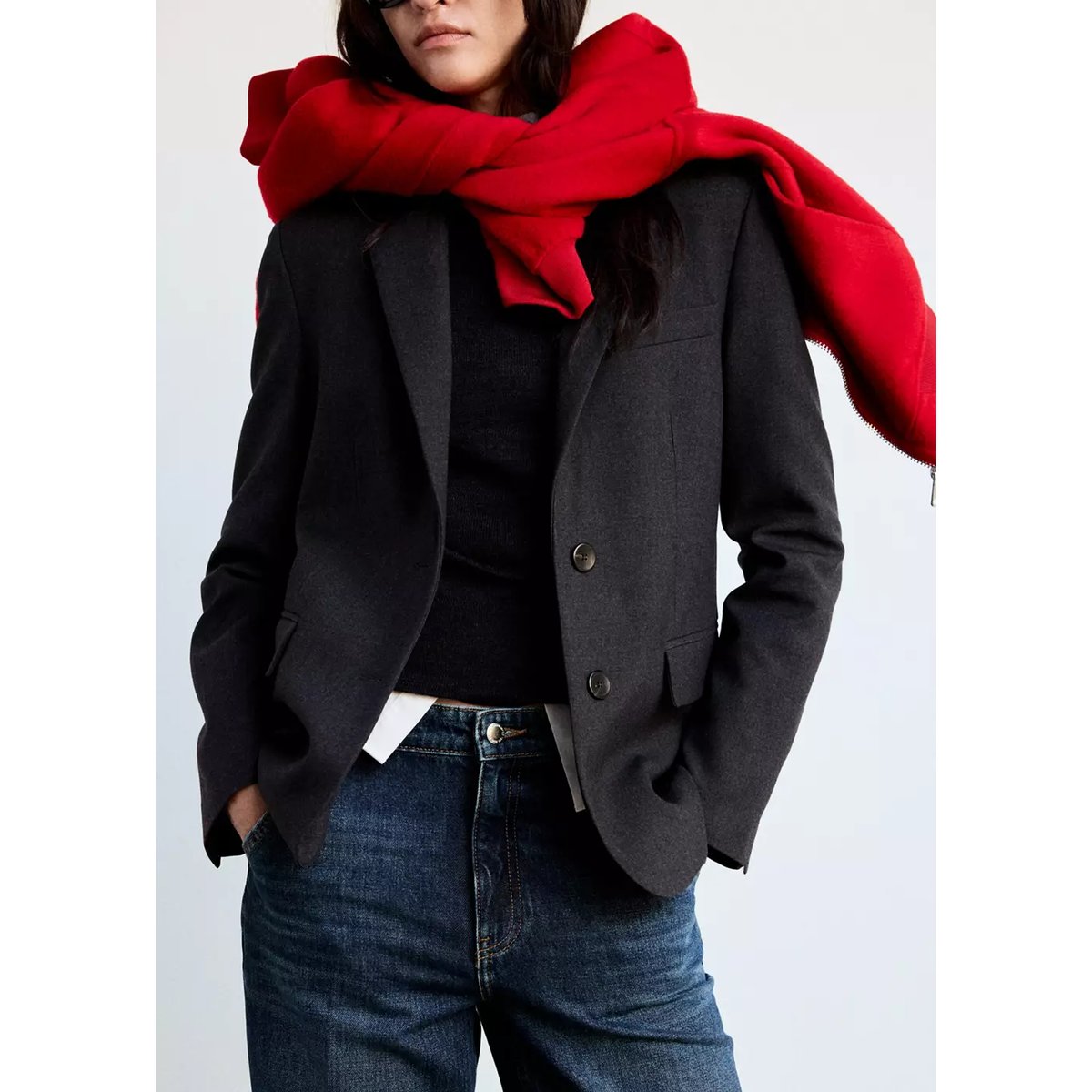Jean droit regular waist bleu foncé, MANGO