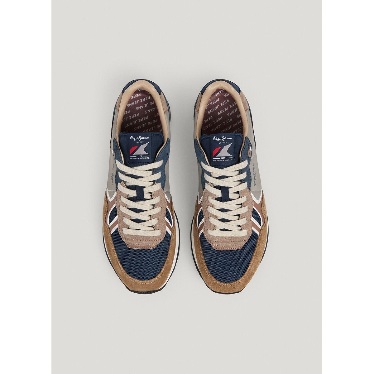 Sneaker im Materialmix BRIT BOOST blau/kamel, PEPE JEANS