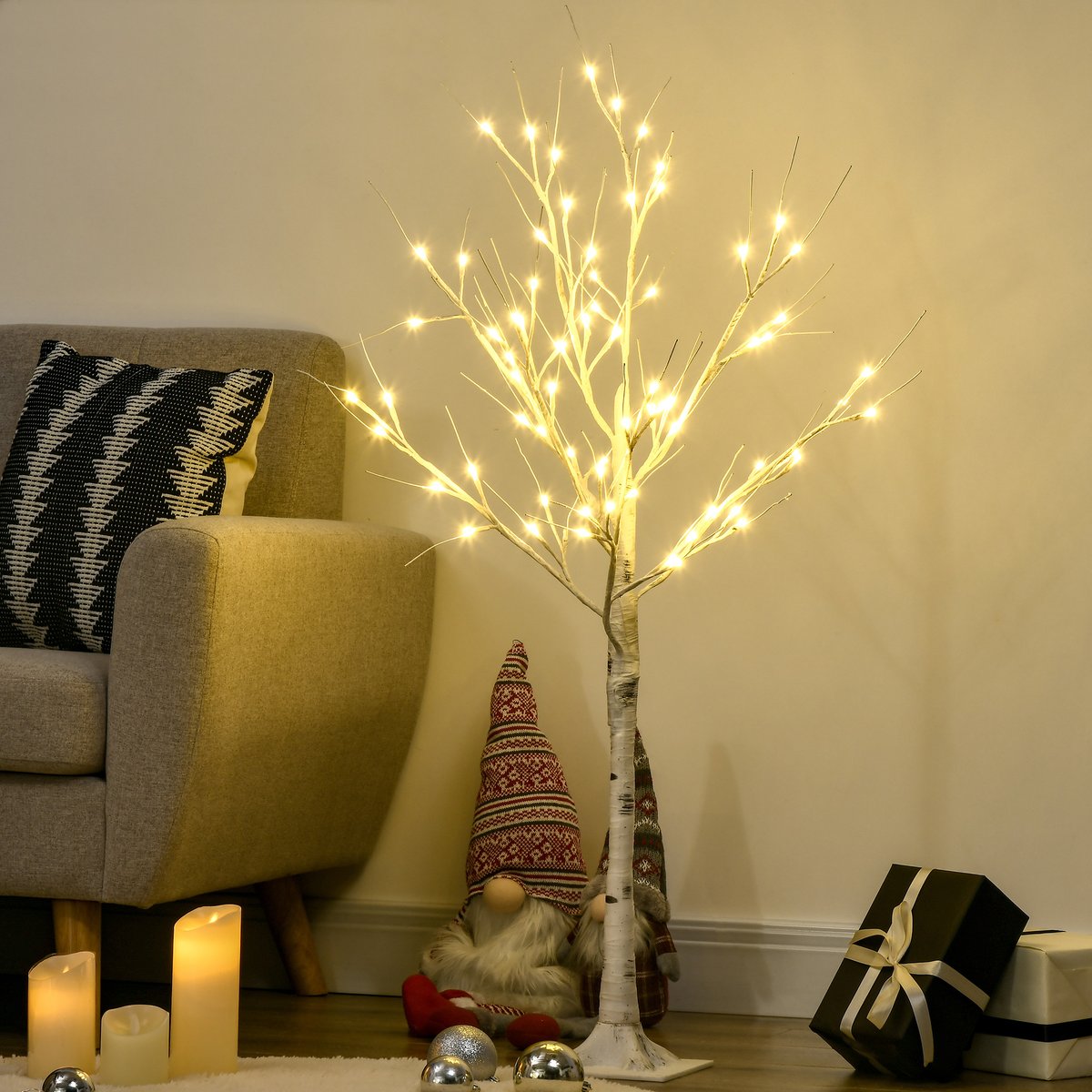 Arbre illuminé PP Blanc blanc, HOMCOM