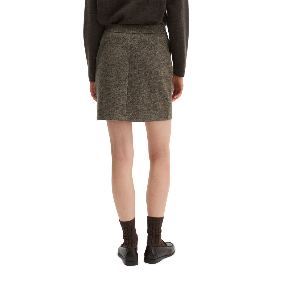 Jupe en jersey de tweed ajustée Mélange extensible de coton bio, polyester et viscose marron, MARC O'POLO