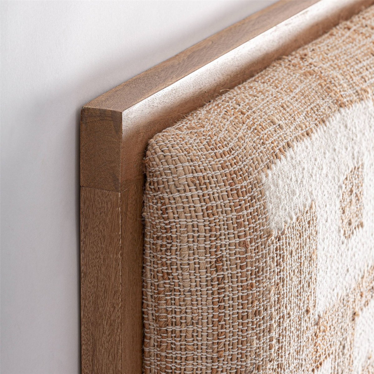 Tête de lit en jute style nordique naturel écru et bois marron, RECOLLECTION