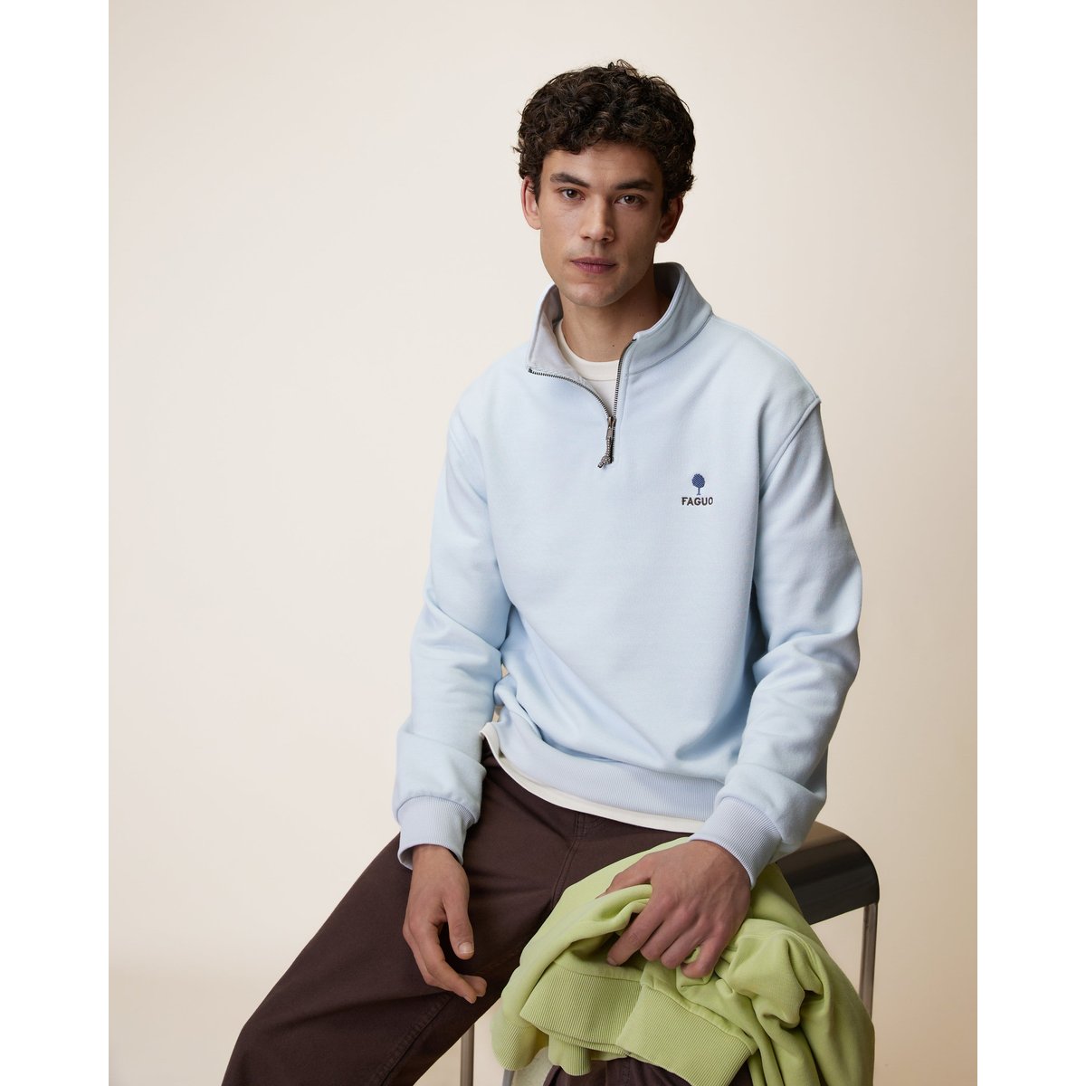 Sweat en molleton bleu clair, FAGUO