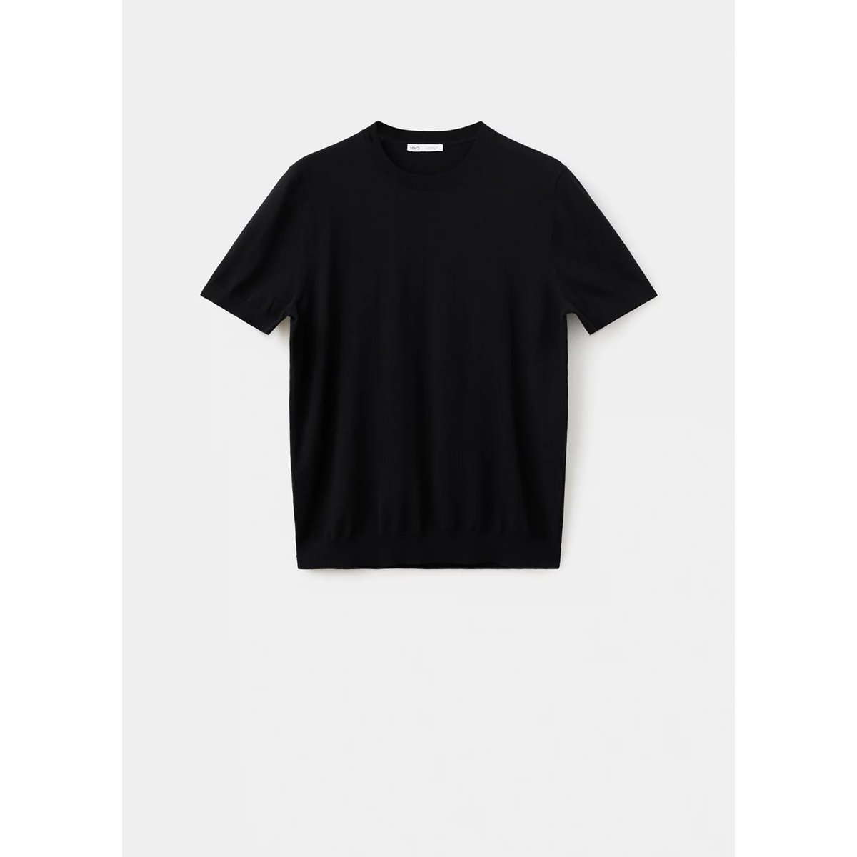 T-shirt 100 % coton en maille fine noir, MANGO MAN