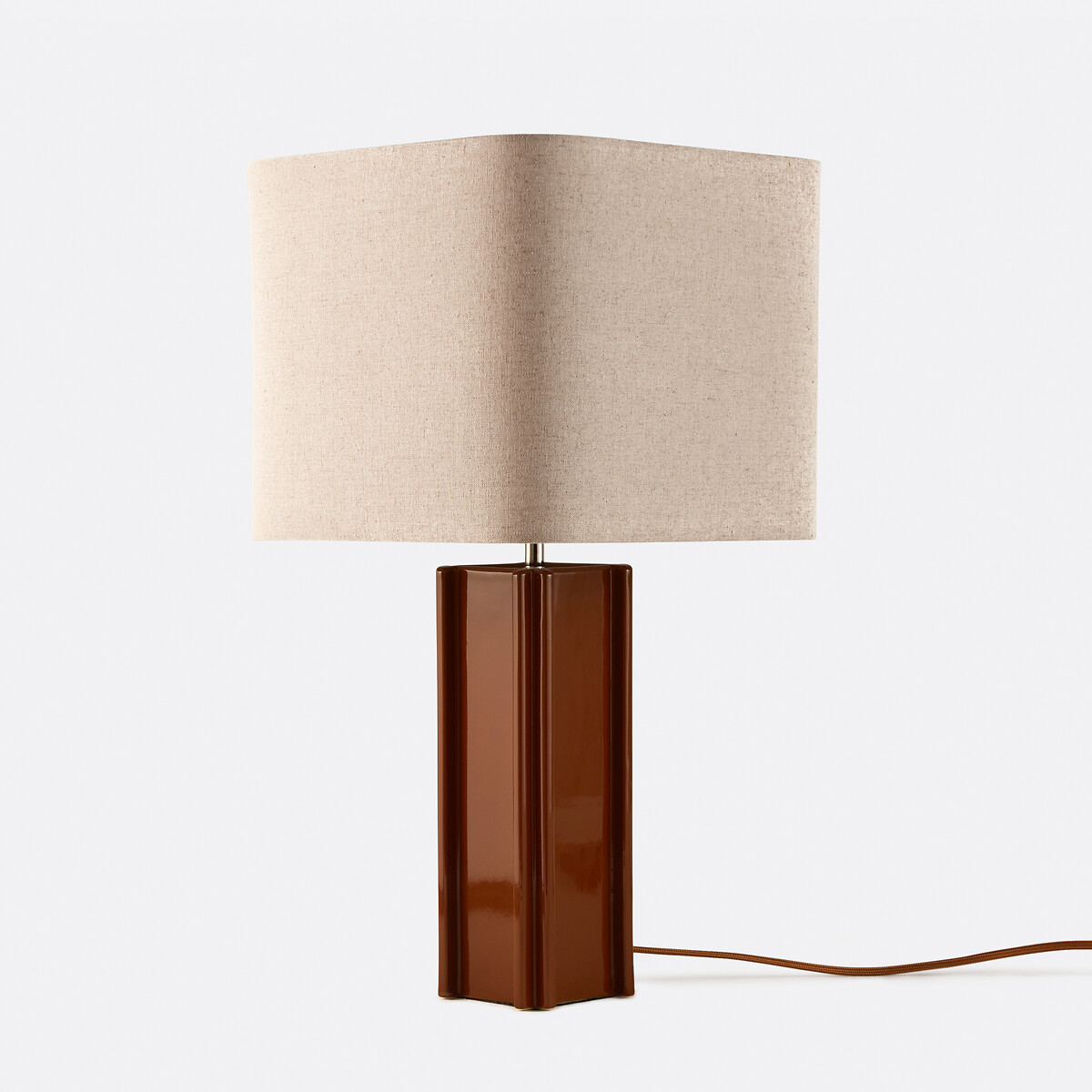 Lampe à poser en céramique et lin, BIMO brique, LA REDOUTE INTERIEURS