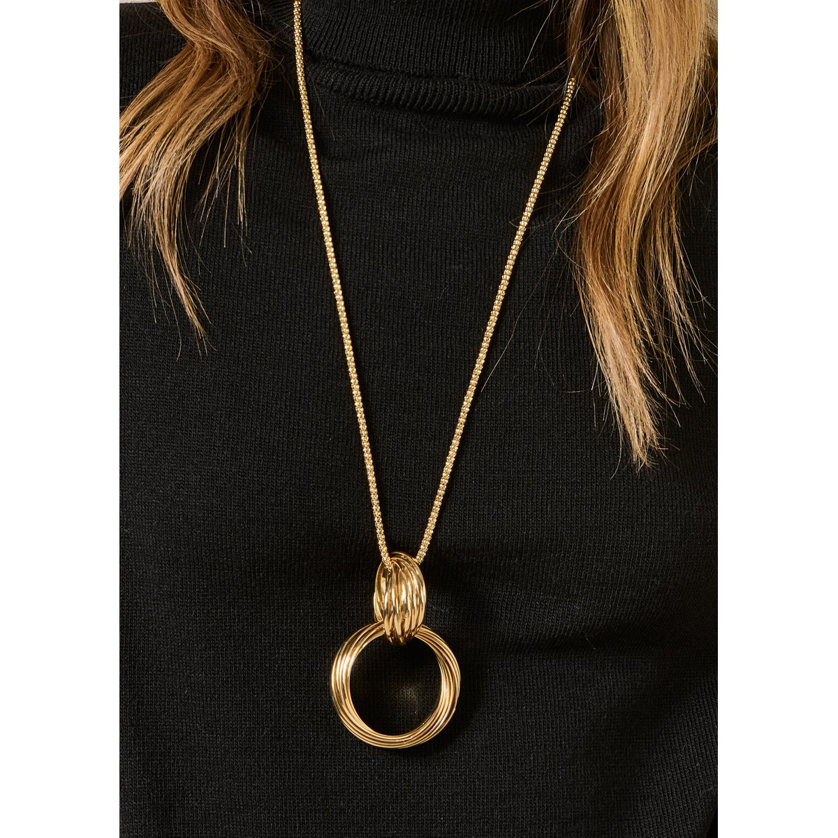 Collier sautoir multianneau light gold, LA FEE MARABOUTEE