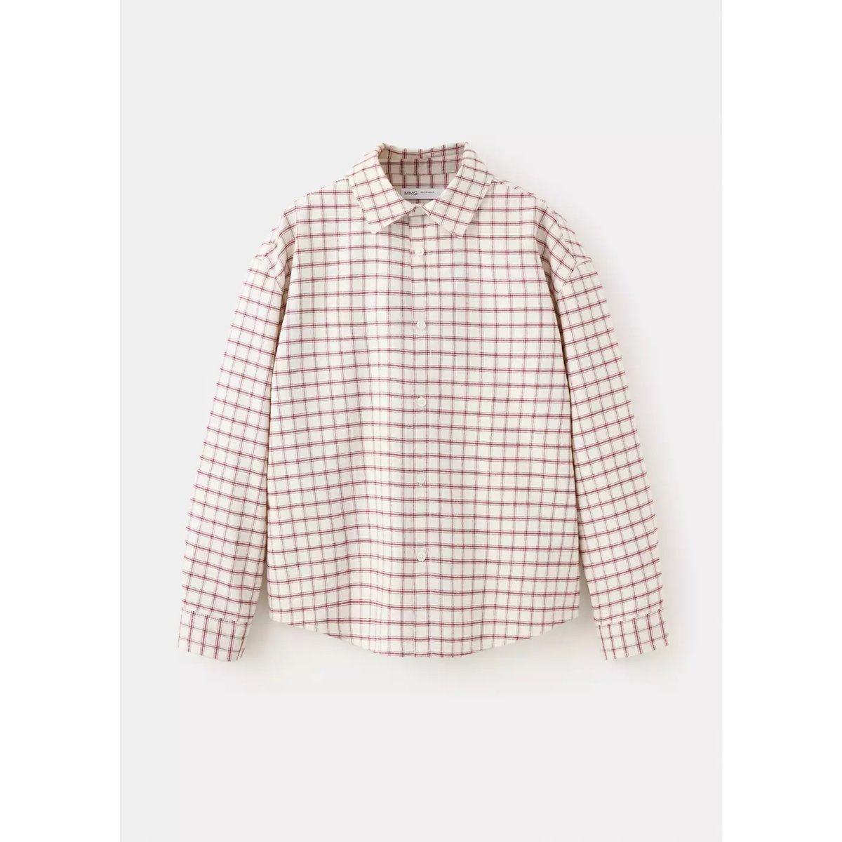 Chemise à carreaux en coton écru, MANGO KIDS