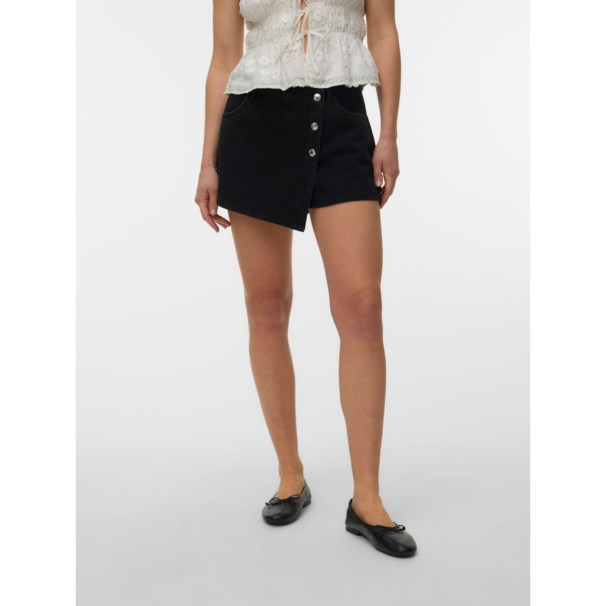 Jupe Courte black denim 1, VERO MODA