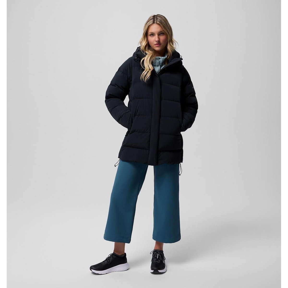 Amaze Puff™ mid-length hooded padded jacket black, COLUMBIA