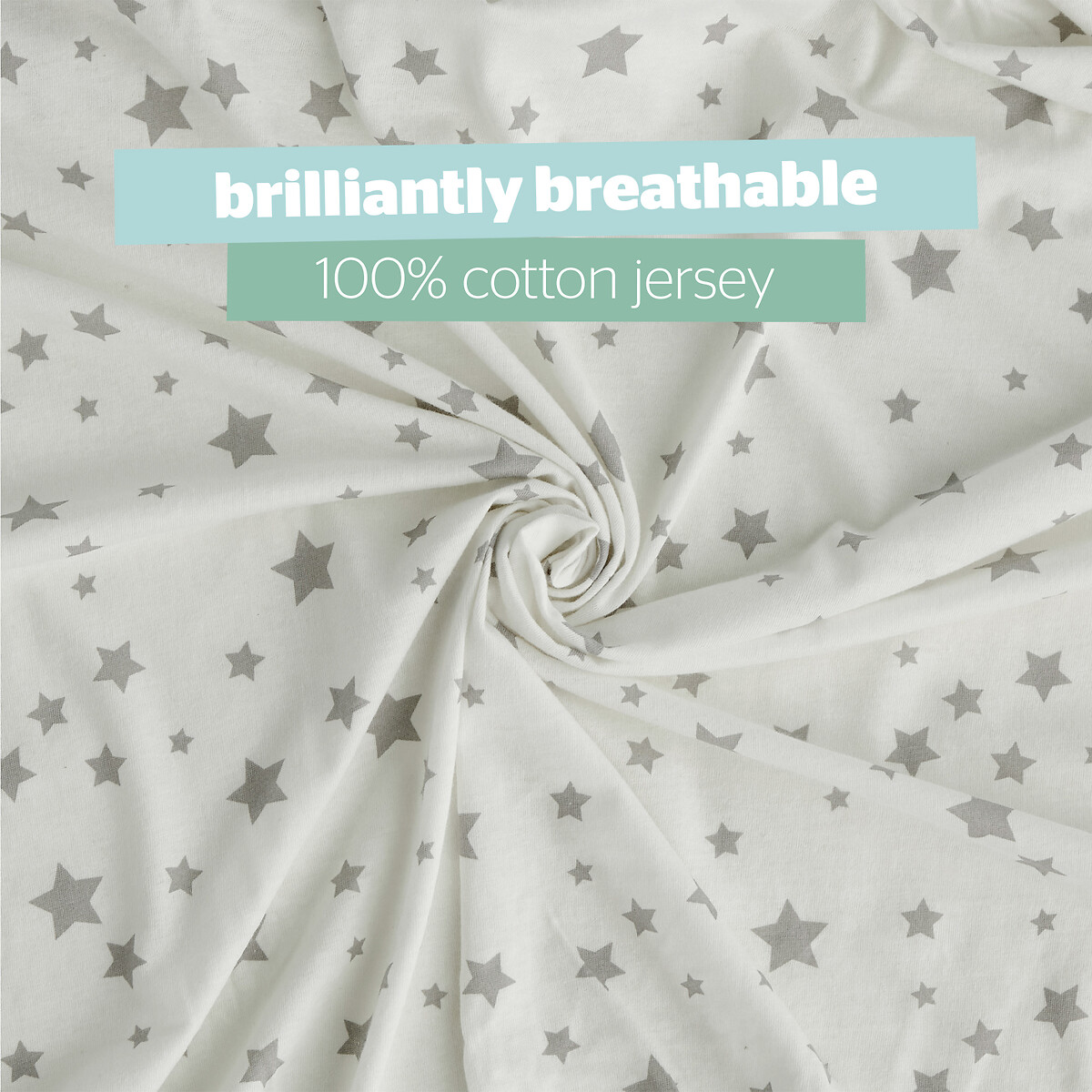 Pack 2 Safe Nights Moses Basket Fitted Sheets grey/white, SILENTNIGHT