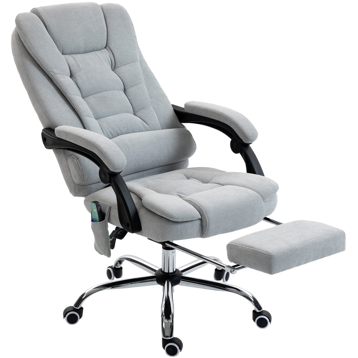 Fauteuil de bureau avec fonction massage gris clair, HOMCOM