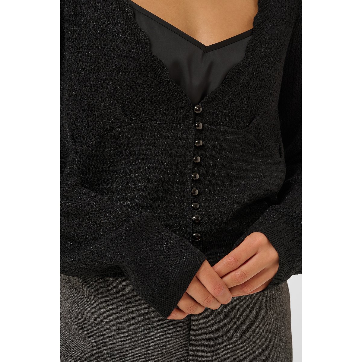 Cardigan manches longues noir meteorite, CULTURE