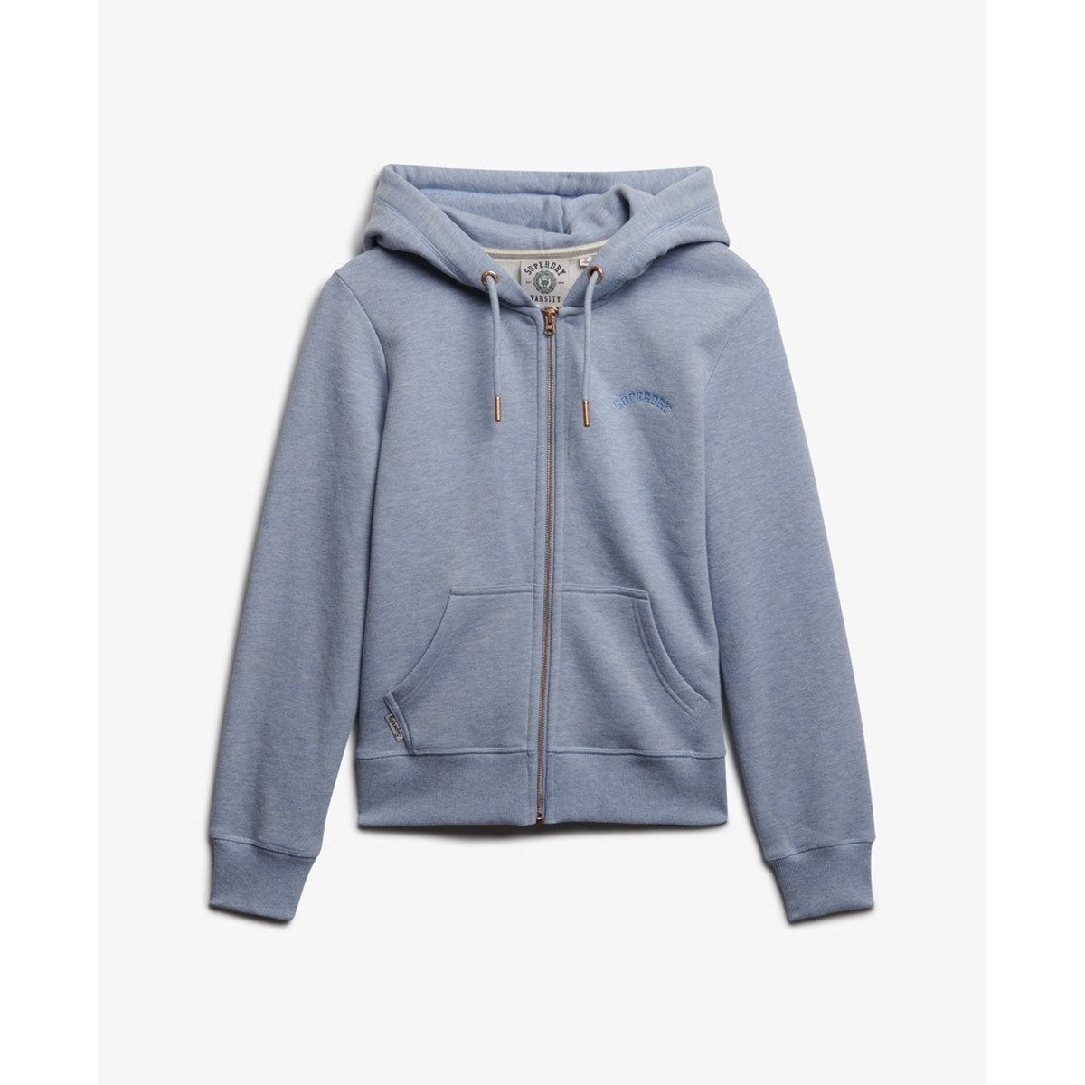 Sweat à capuche bleu brouillard chiné, SUPERDRY