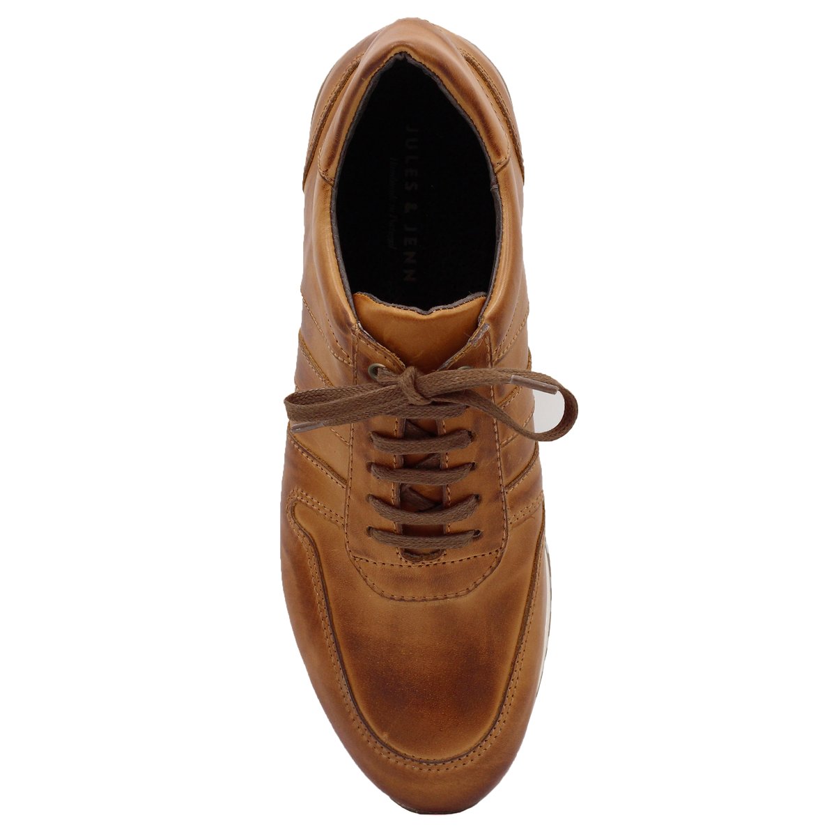 Sneakers cuir lisse cognac, JULES & JENN