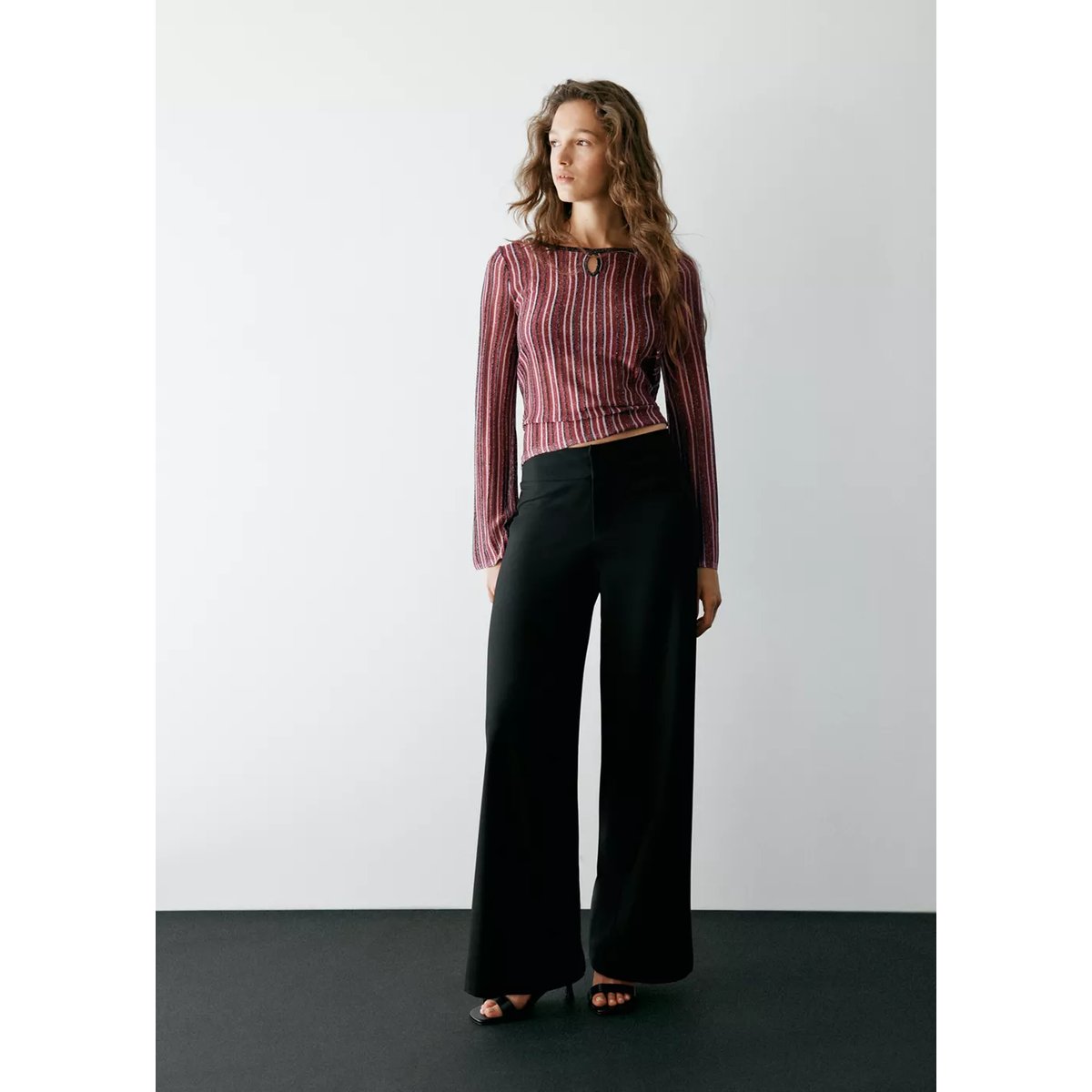 Pantalon droit taille normale noir, MANGO TEEN