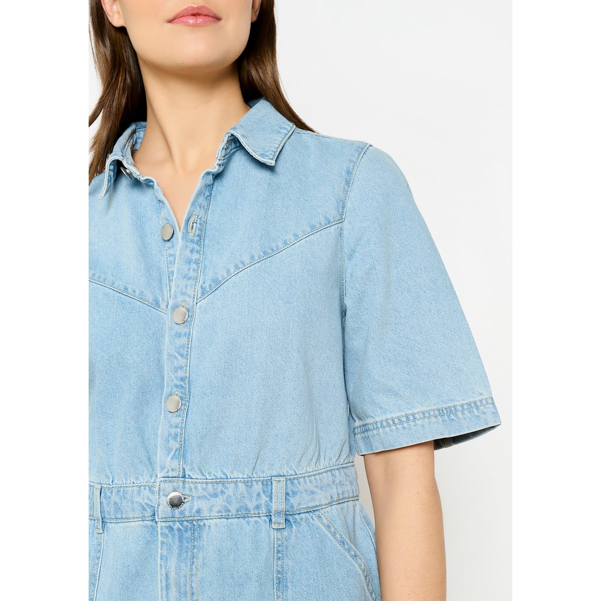 Robe en denim look western blue bleached, LOLALIZA