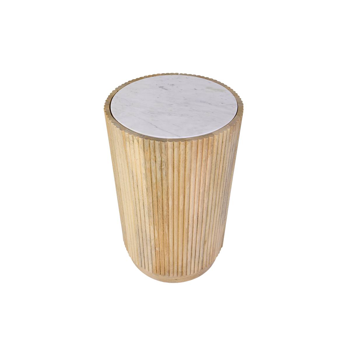 Bout de canapé en bois de manguier et marbre AUREA bois clair, MADE IN MEUBLES