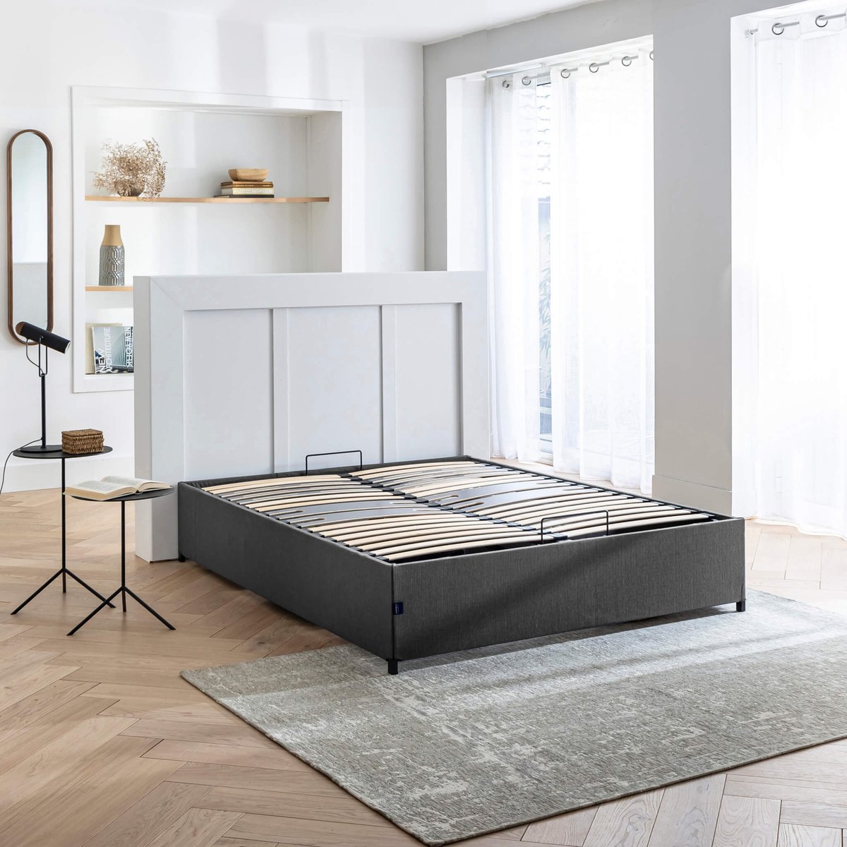 Lit coffre en kit anthracite, SOMEO