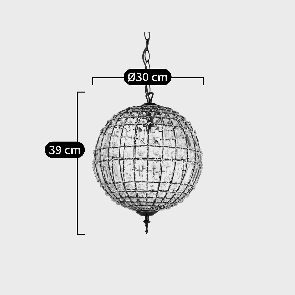 Candeeiro de teto, modelo bola, com enfeites, Ø30 cm, Haru vidro transparente, LA REDOUTE INTERIEURS