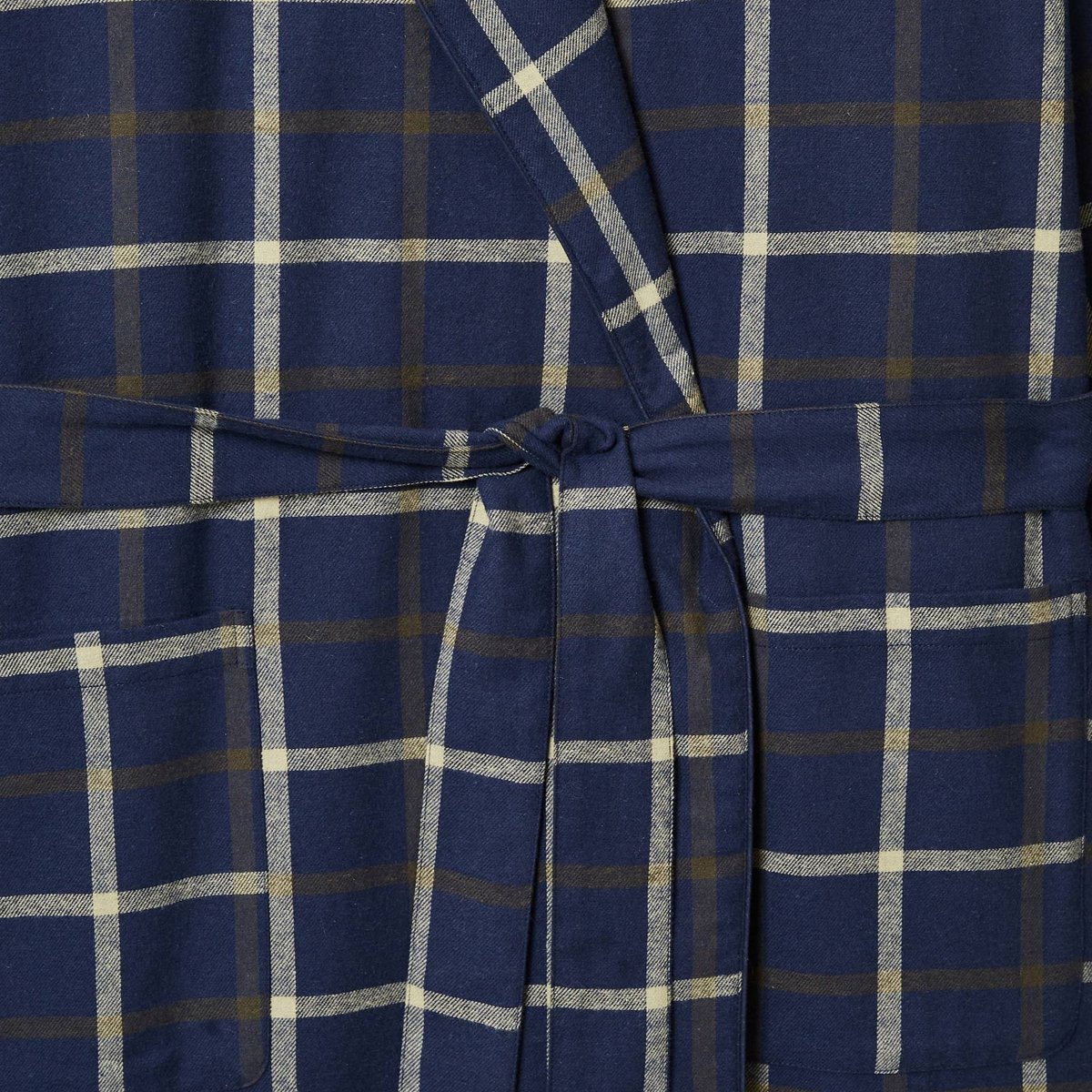 Peignoir à carreaux en flanelle intérieur sherpa marine, MONOPRIX