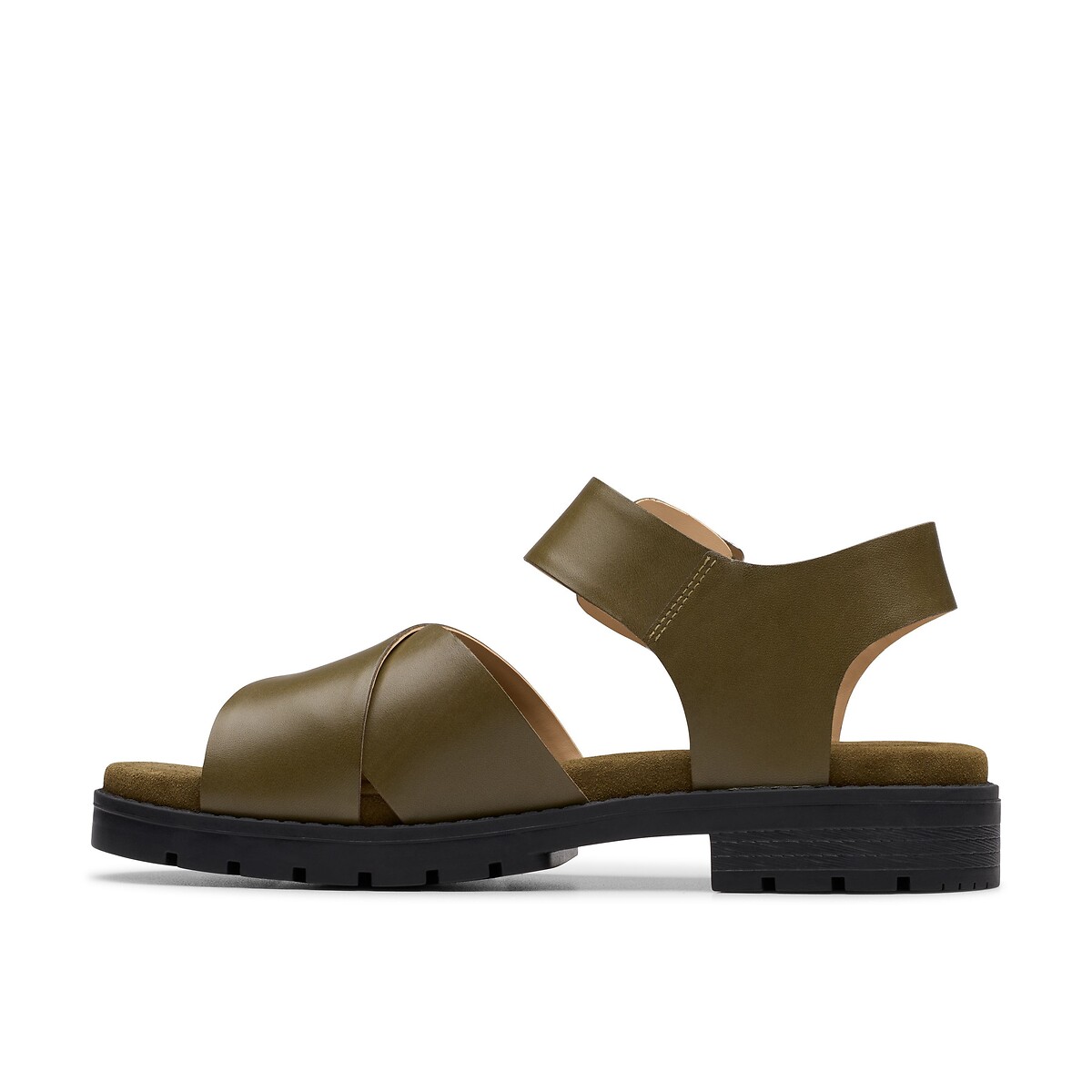 Orinocco Cross Leather Sandals olive, CLARKS