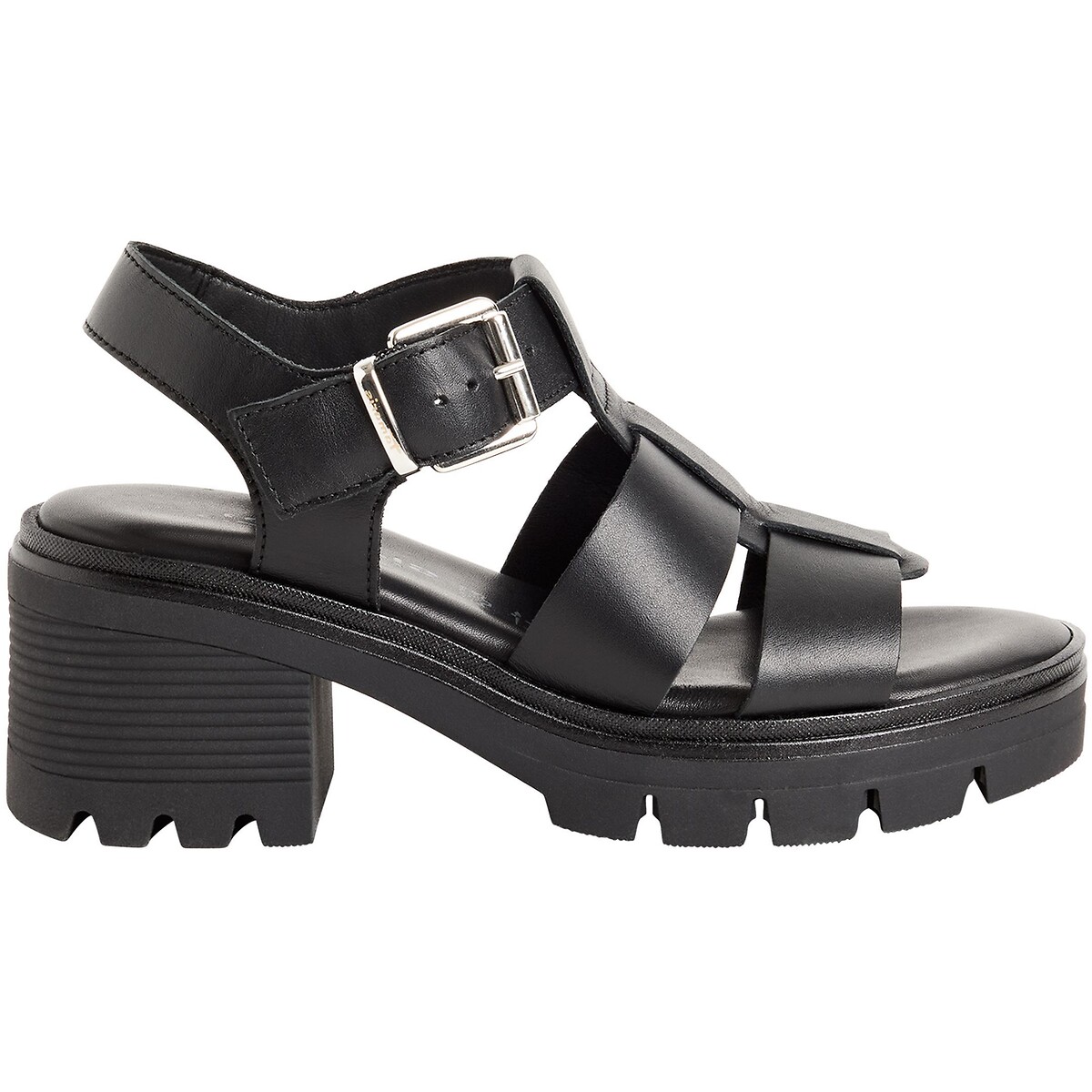 Chunky sandalen met hak, leer zwart, TAMARIS
