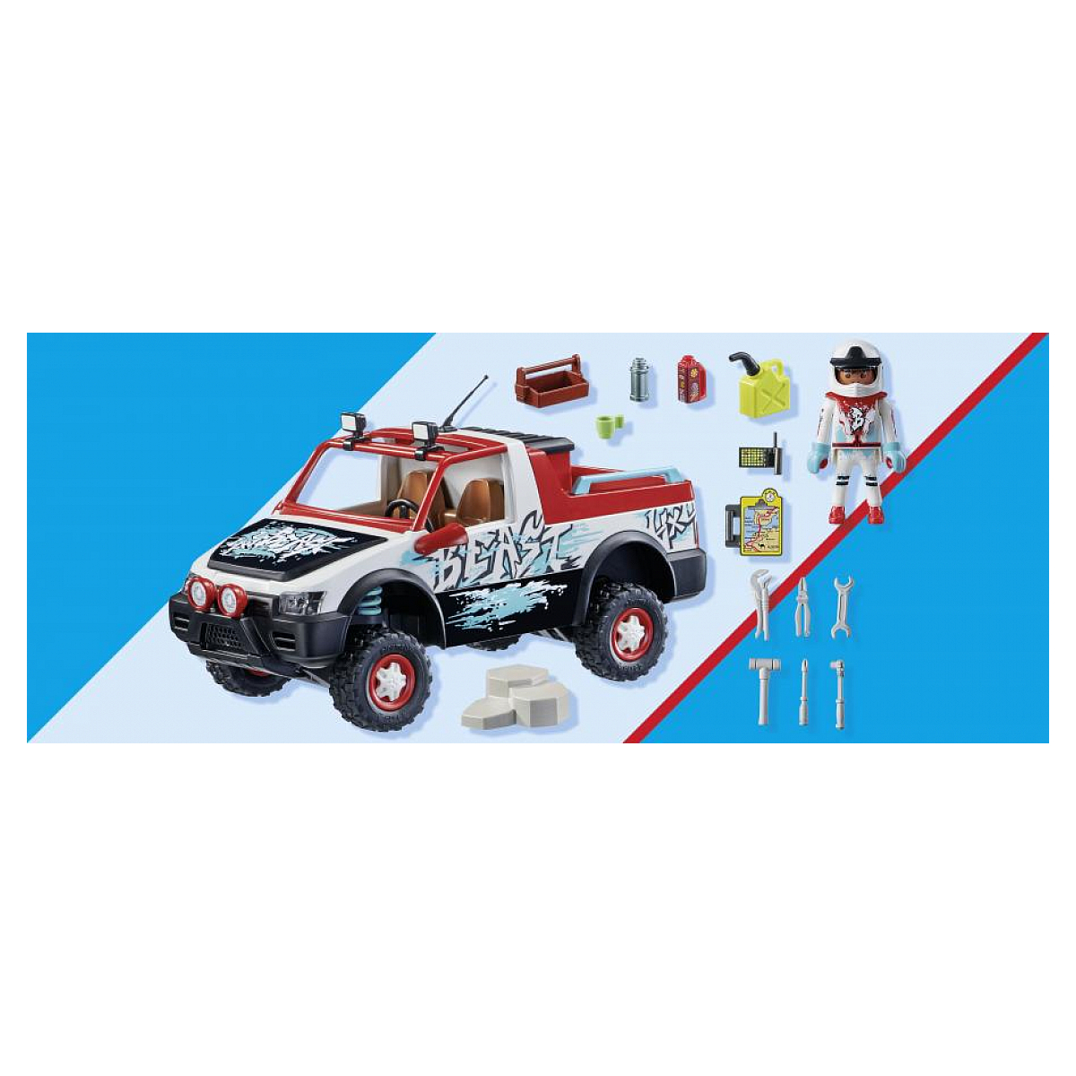 71430 Voiture de rallye et pilote multicolore, PLAYMOBIL