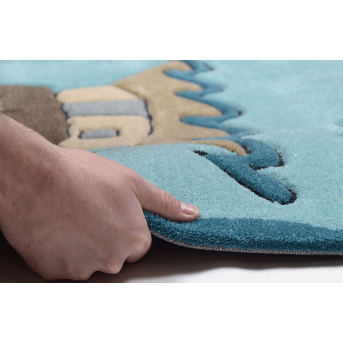 Tapis enfant Maui, la fillette de l'île, tufté turquoise, THEKO