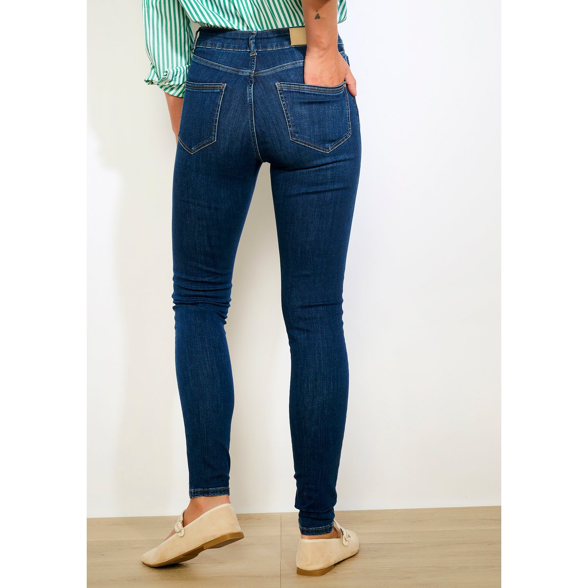 Jean skinny taille haute dark blue, LOLALIZA
