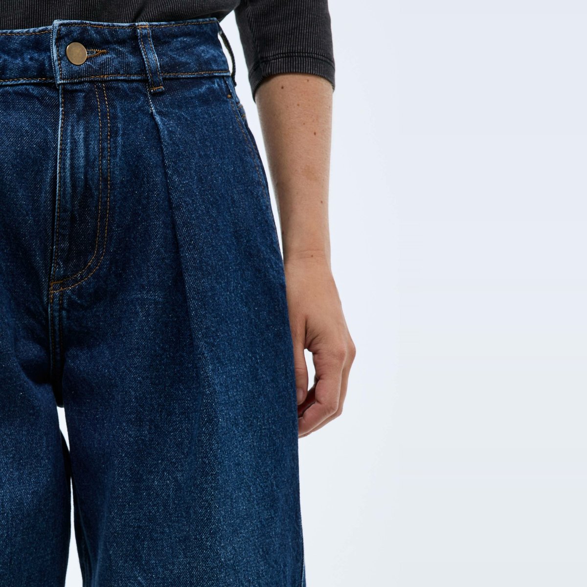 Jean large à pince en denim stone denim, MONOPRIX