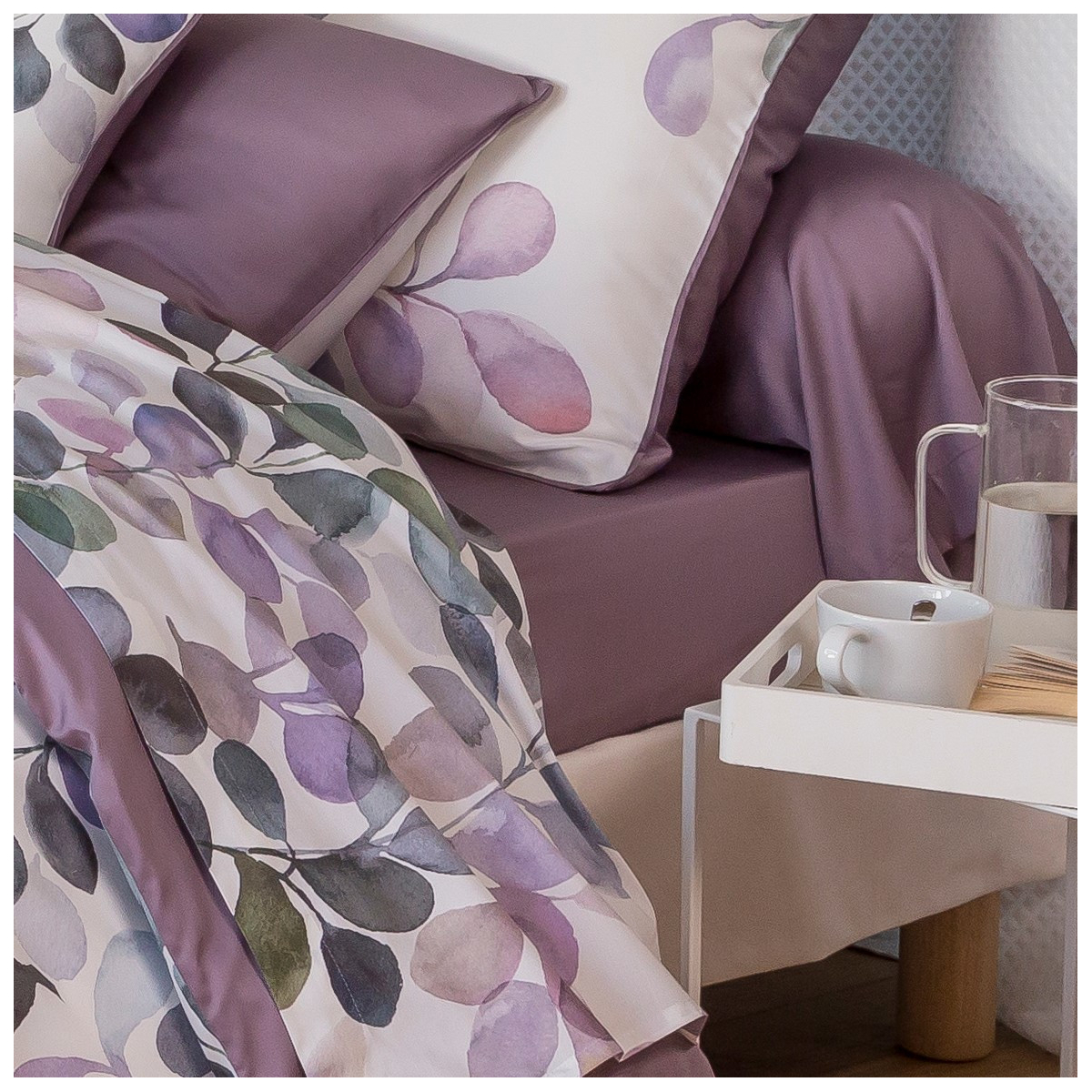 Drap Housse   Satin De Coton - ECLOSE violet, TRADITION DES VOSGES