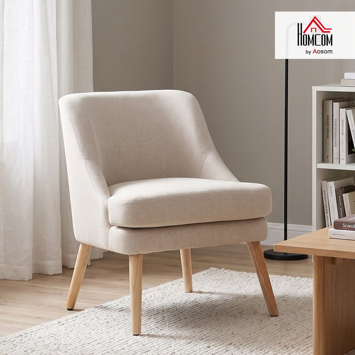Accent Chair Polyester Beige beige, HOMCOM