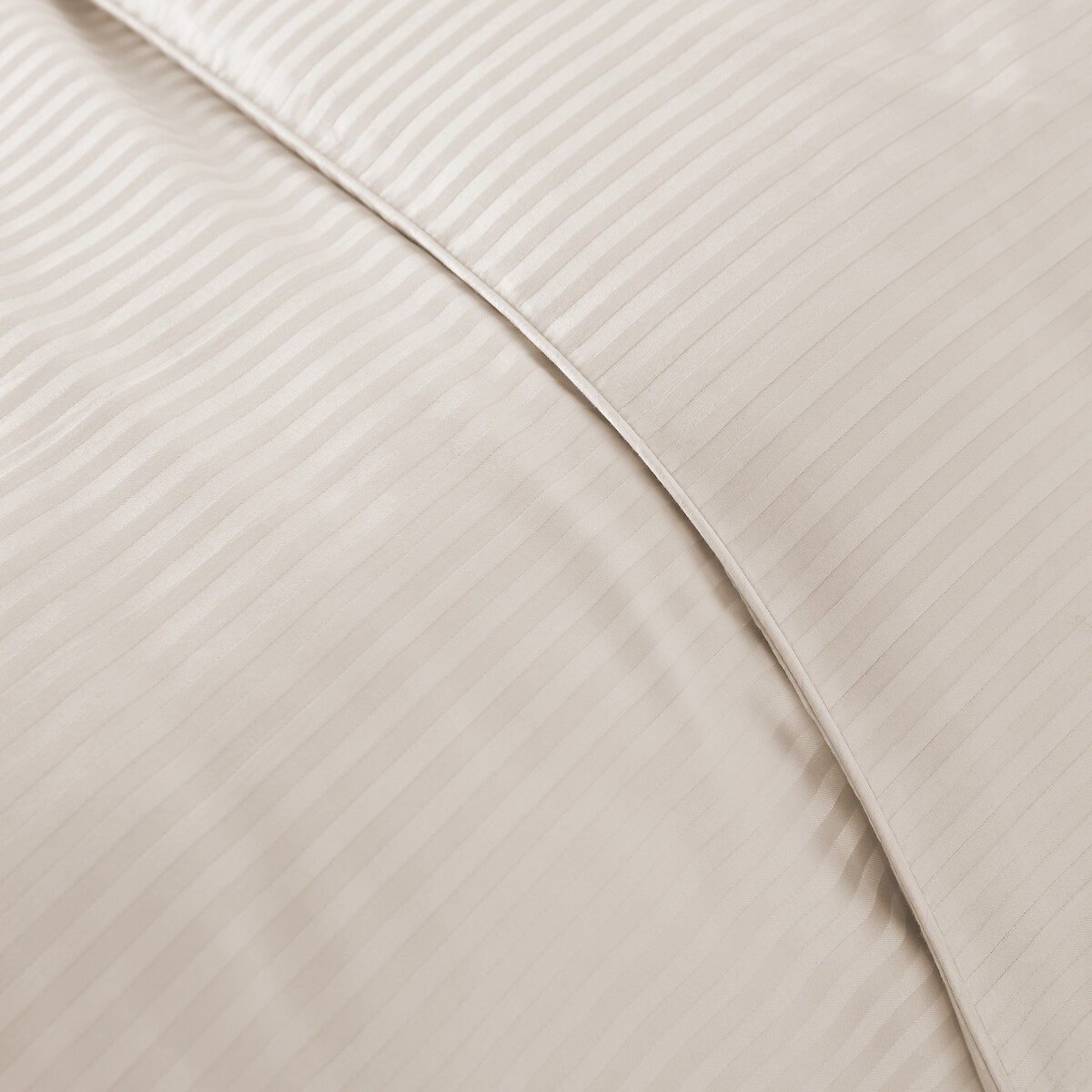 Opale Striped Cotton Satin 350 Thread Count Duvet Cover ivory, LA REDOUTE INTERIEURS