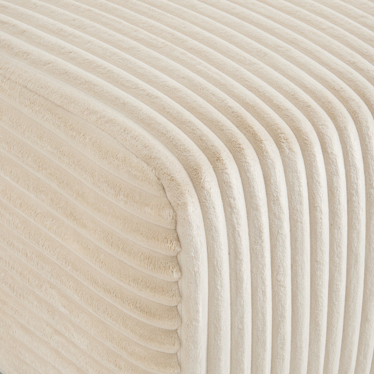 Pouf XL, en velours côtelé XL, LIORA ecru, LA REDOUTE INTERIEURS