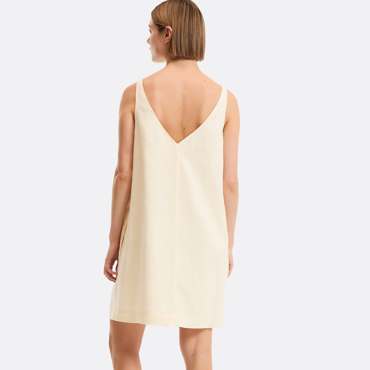 Robe droite en lin, courte, sans manches jaune, LA REDOUTE COLLECTIONS