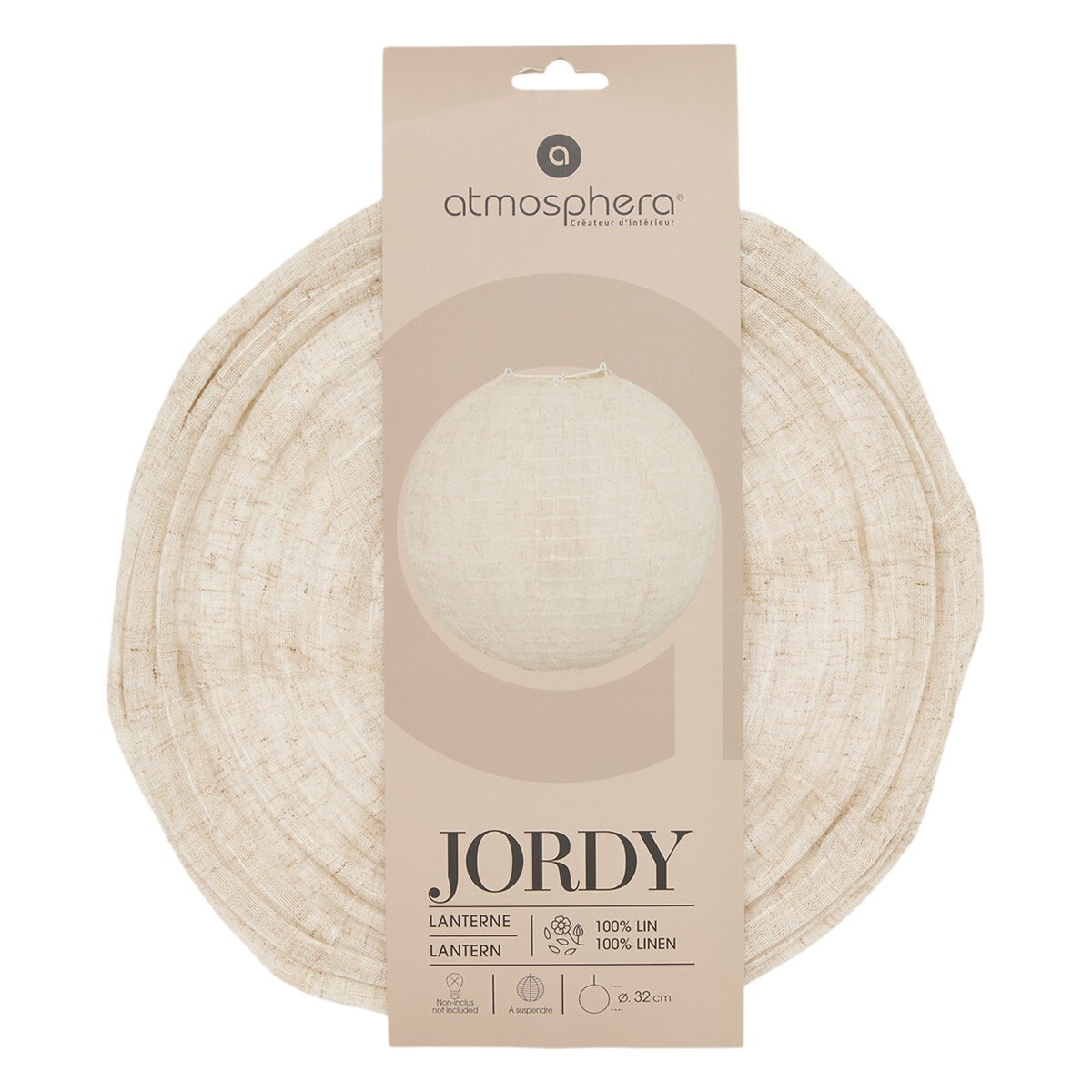 Lanterne boule en lin JORDY blanc, ATMOSPHERA