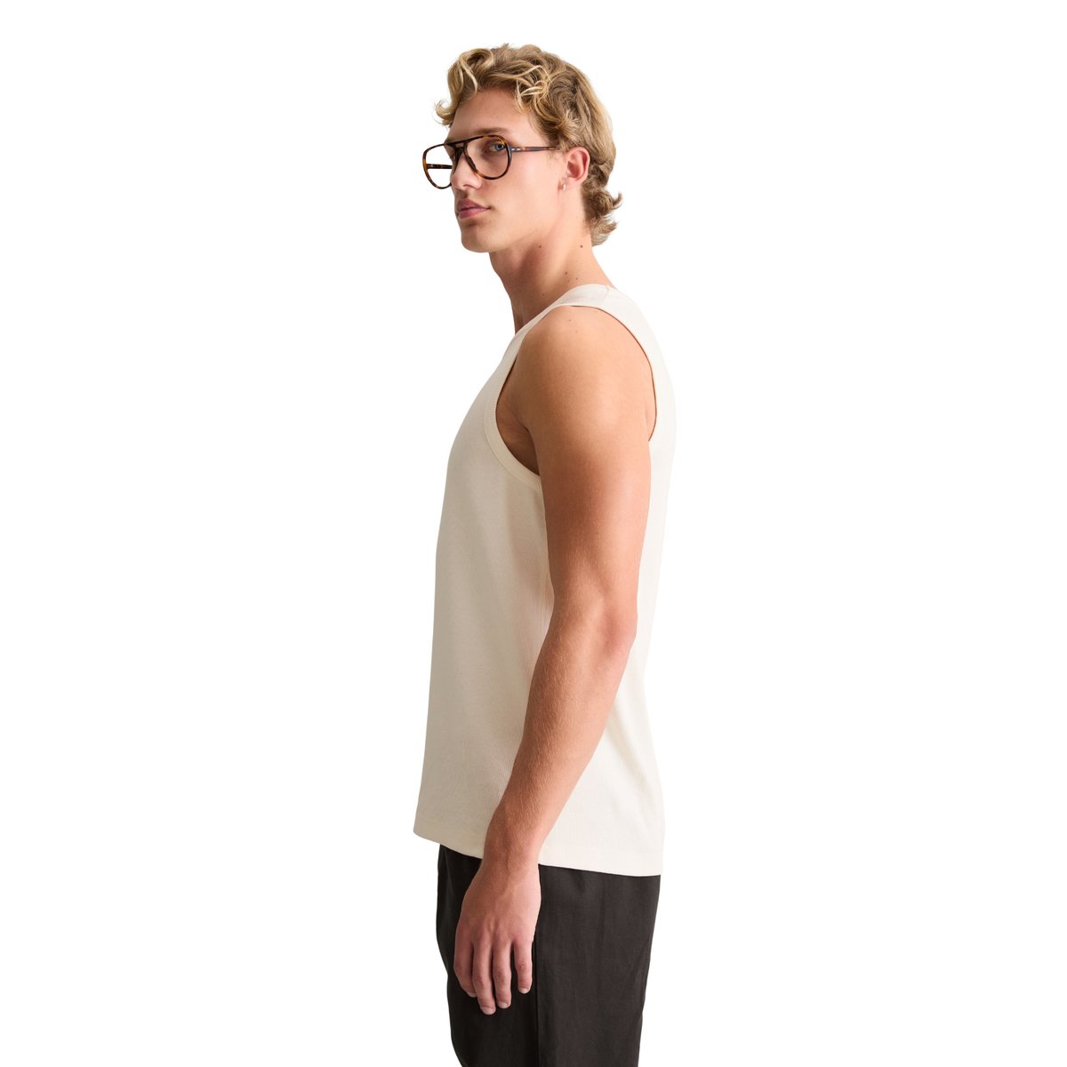 Débardeur côtelé DfC slim en coton bio mélangé blanc, MARC O’POLO DENIM