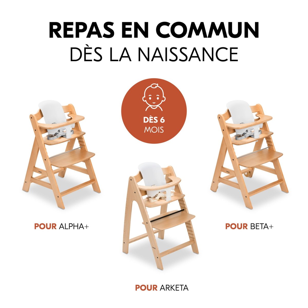 Réducteur bébé pour chaise haute Arketa Baby Seat blanc couleur unique, HAUCK