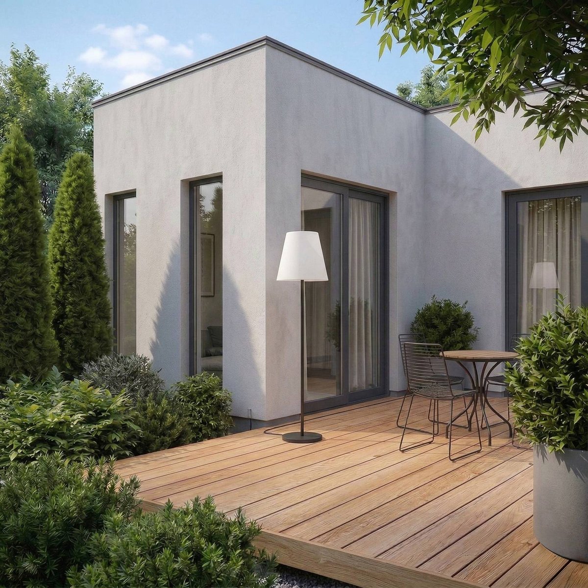 Luminaire de terrasse  moderne, Jaimy blanc, noir, LUCANDE