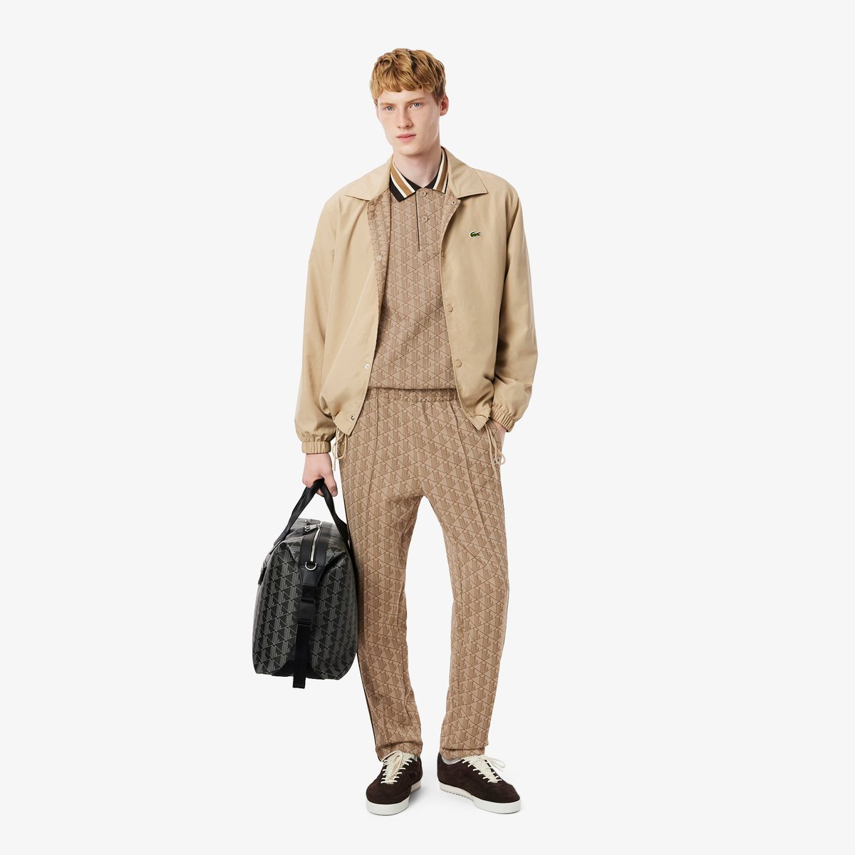 Polo classic fit jacquard monogramme beige-6ir, LACOSTE
